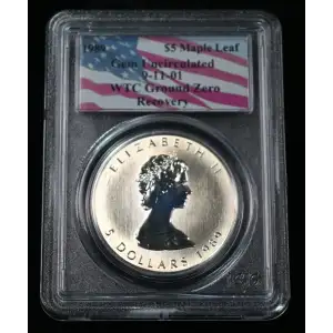 1989 $5 Maple Leaf Silver Coin - PCGS WTC Ground Zero Recovery GEM UNC  (3)
