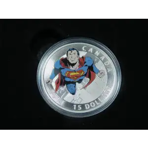 2014 $15 Iconic Superman Comic Book Covers #419 23.17g .999 Silver w/ Box & COA (4)