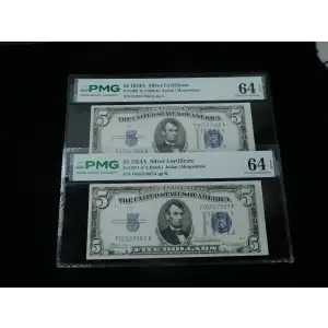 $5 1934-A blue seal. Small Silver Certificates 1651