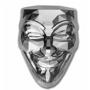 2022 South Korea Rebel Guy Fawkes Mask 2oz Silver Light Antiqued Stacker with Capsule