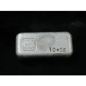 Vintage Drew Silver 10.26 oz Poured .999 Fine Silver Bar  (3)