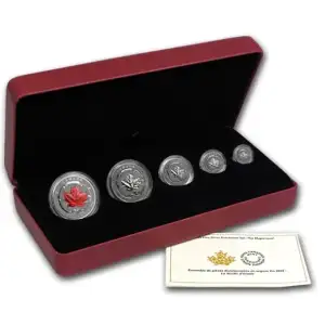 2015 Royal Canadian Mint Silver Fractional 5 Coin Set - The Maple Leaf w/ Box & COA