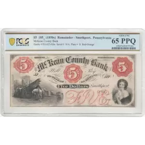 1862 $5 Virginia Treasury Note - Obsolete Paper Currency - PMG 58 EPQ (2)