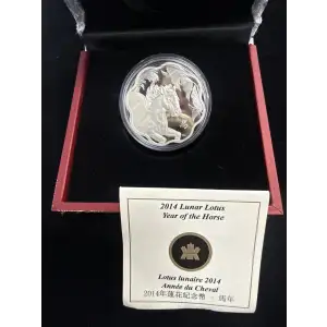2014 $15 Canada Lunar Lotus Horse 26.7g .9999 Fine Silver in OGP w/ COA