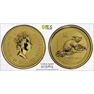 1996 $25 KM-299 Year of the Rat 1/4oz Au