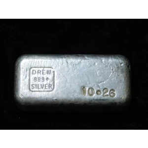 Vintage Drew Silver 10.26 oz .999 Silver Poured Bar
