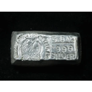 Vintage Phoenix Precious Metals 5 oz Loaf Style .999 Fine Silver Bar  (2)